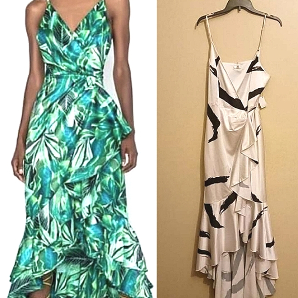 Luxxel Zebra Print Wrap Hi/Low Maxi Dress